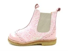 Angulus støvlette rosa/beige glitter med hulmønster